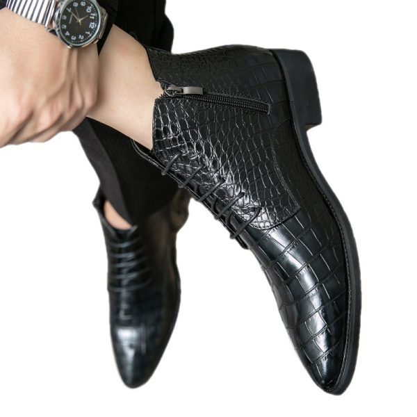 Men's Hundred Casual Snakeskin Pattern Pointed Toe Leather Shoes