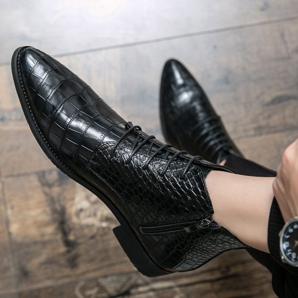 Men's Hundred Casual Snakeskin Pattern Pointed Toe Leather Shoes